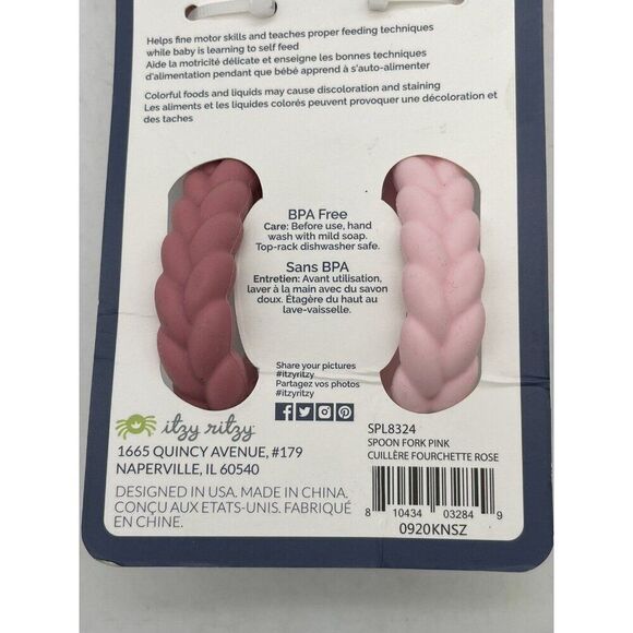 Itzy Ritzy Sweetie Spoons Silicon Spoon Fork Pink Set BPA Free 6m+ Baby NEW - Picture 6 of 6